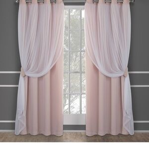 Satin and mesh lace curtain/window panels, used in good condition